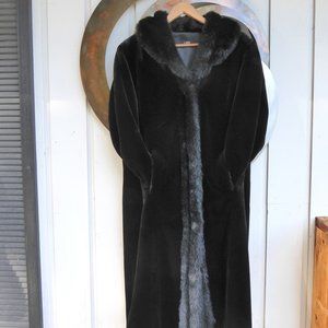 Vintage Borg/ Faux Fur Full Length Coat, Size M